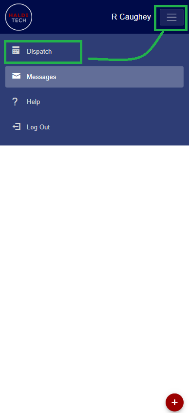 The Dispatch screen in the mobile app