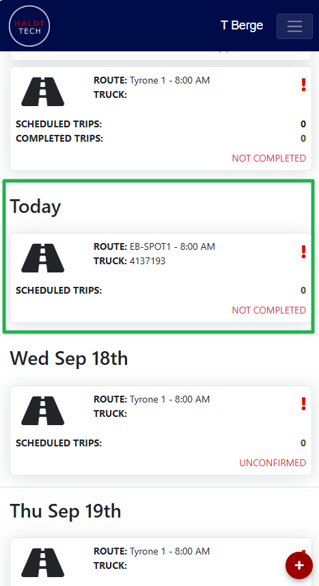 Driver app route view