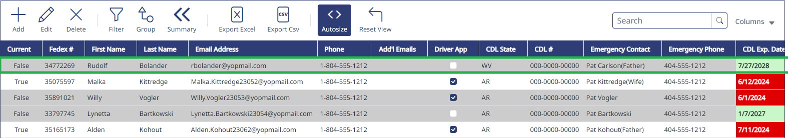 A deactivated driver shown in grey in the driver list