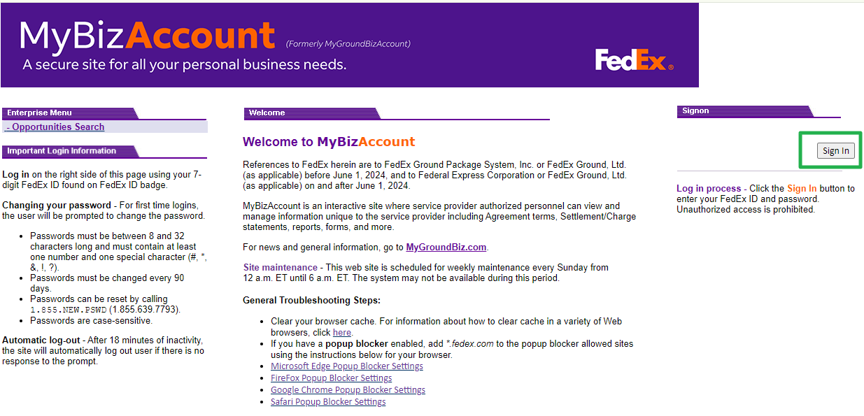 MyGroundBiz Portal sign in