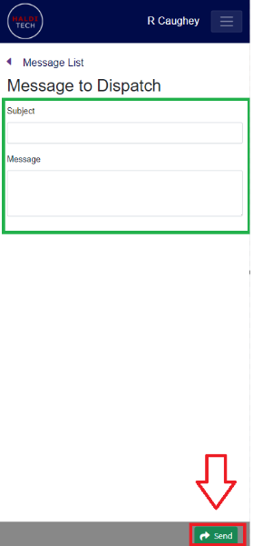 New message with subject and message fields