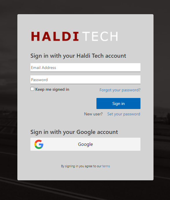 Login screen