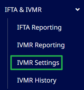 Navigate to IFTA & IVMR settings