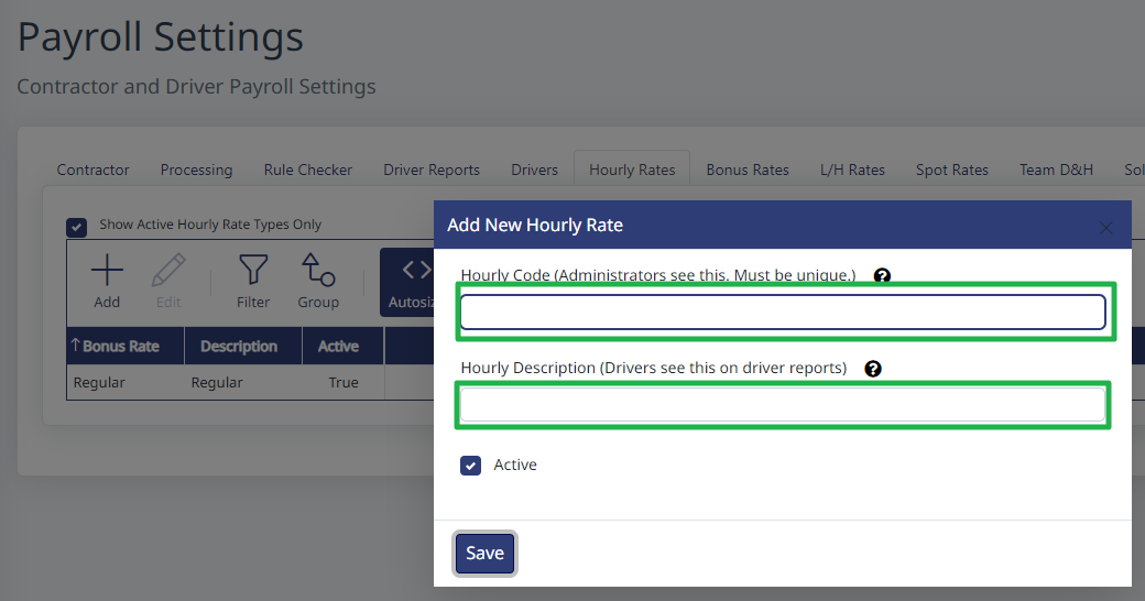 Adding a named hourly rate