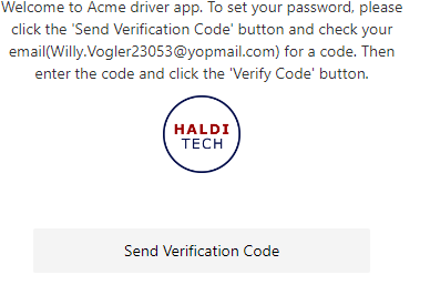 Send Verification Code screen