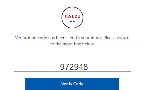 Enter and verify code screen