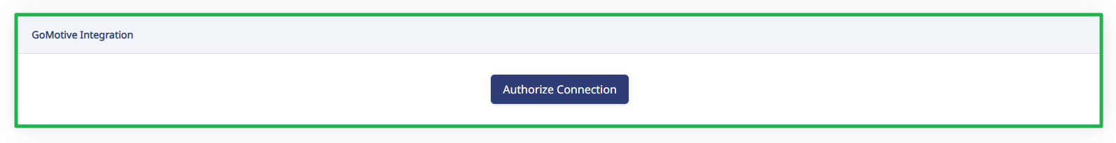 Integrations tab with GoMotive Integration and Authorize Connection